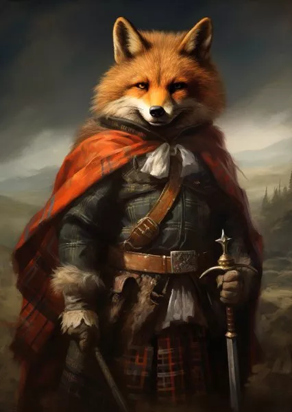Regal Highland Red Fox Scottish Highlander Victorian Fine Art Giclee Print J06