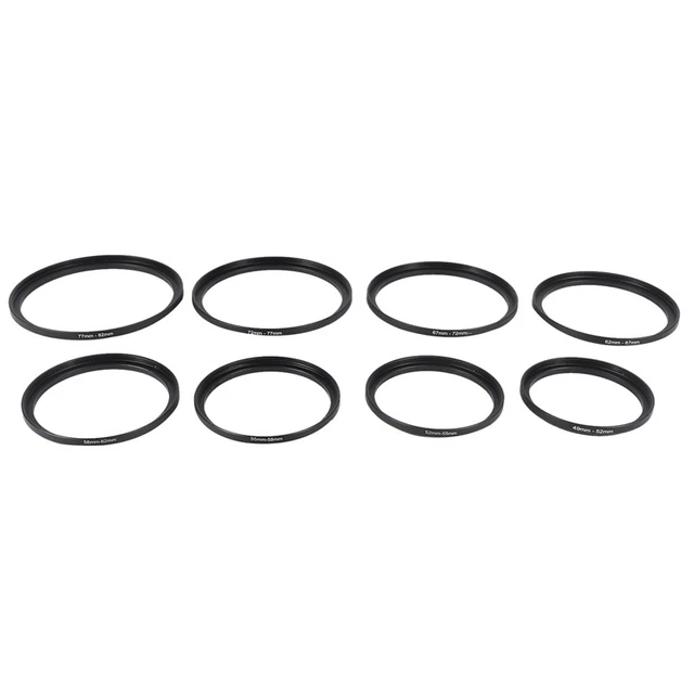 de Anillo Adaptador Elevador de 8 Piezas, Incluye 49-52 Mm, 52-55 Mm, 55-58 T7E5