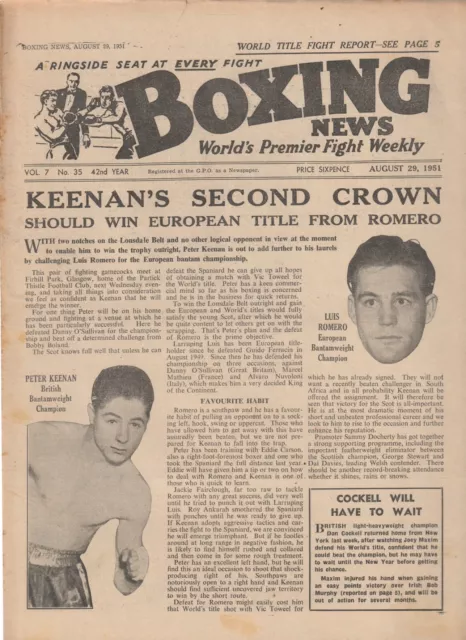 magazine , BOXING NEWS , 1951 , AUGUST 29