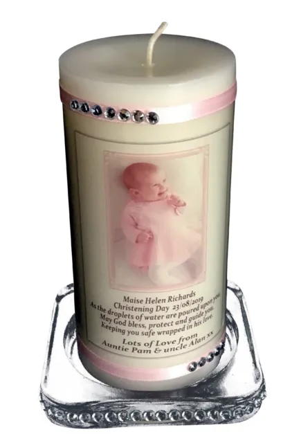 Baby Girl Christening,  Personalised Gift Candle , Keepsake by Cellini Candles