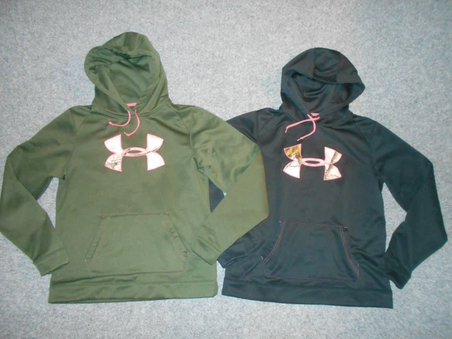 2 Under Armour 1220690 Realtree Hunting Camo Womens Large Thermal Hoodies     Z2