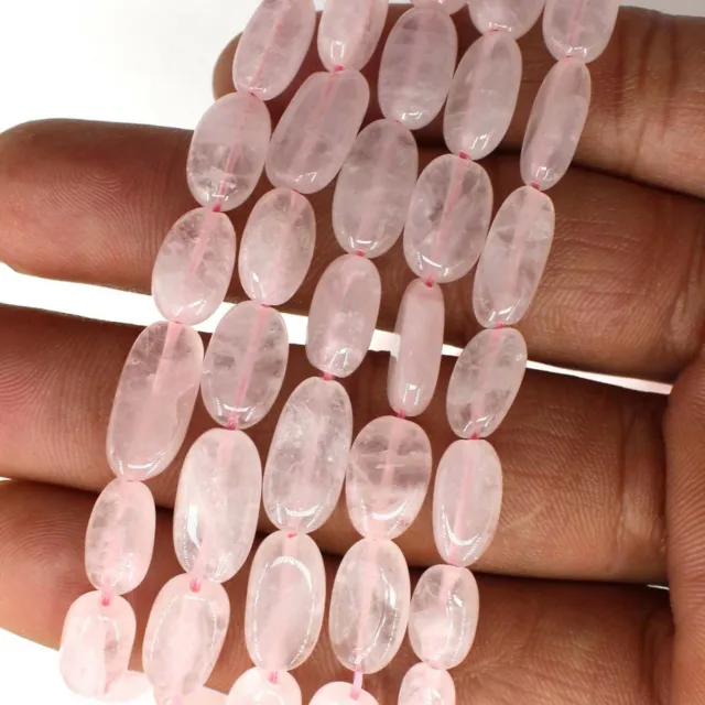 Natural Rose Quartz Oval Smooth Gemstone Loose Spacer Beads 6x12mm 13'' Sales
