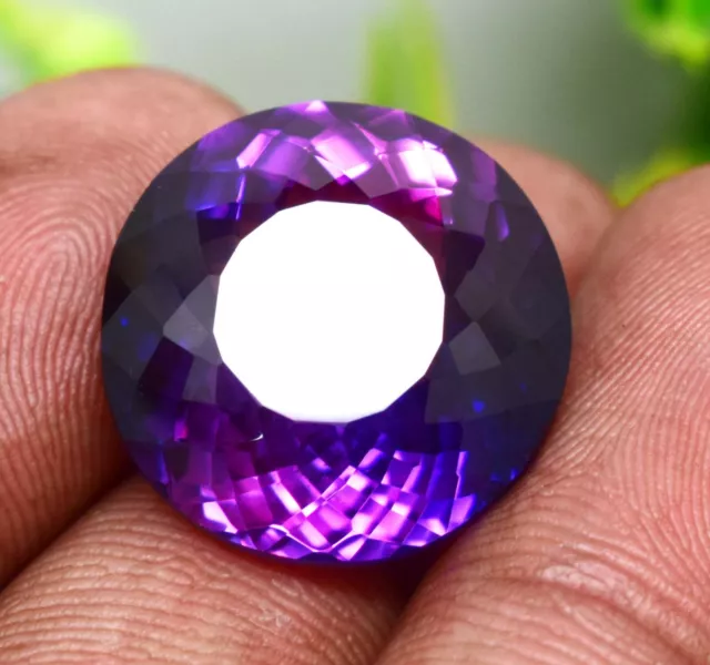 33.80 CT Naturel Beau Améthyste Violet Coupe Ronde Certifié Desseré Gemme