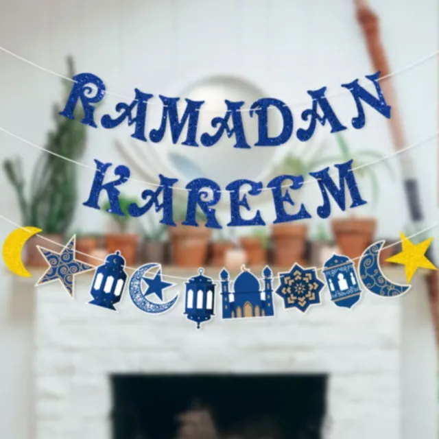 UK Ramadan Kareem Banner Eid Mubarak Decor Bunting Garlands Islamic Party Decor