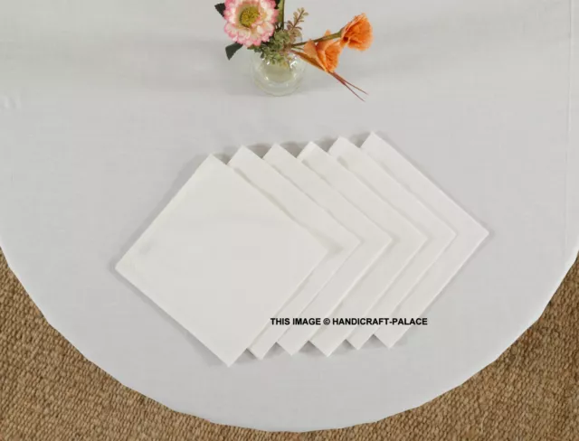 Indio Blanco Macizo Algodón Suave Servilletas de Mesa Conjunto 48 PC Cocina &