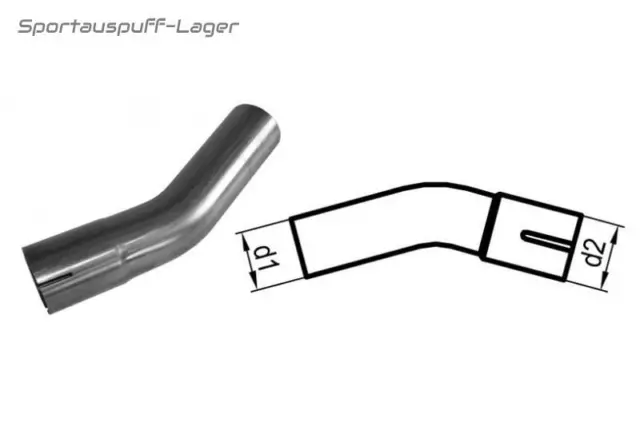 Fox Edelstahl Auspuff Rohrbogen 30 Grad Ø45mm geweitet -Steckverbindung-