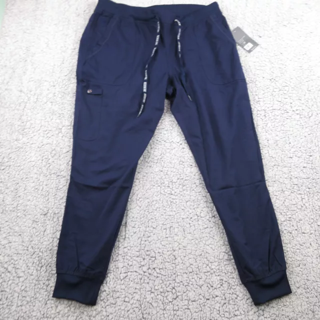 Med Couture Scrub Pants Jogger Touch 7710 Womens L Navy Blue Stretch Drawstring