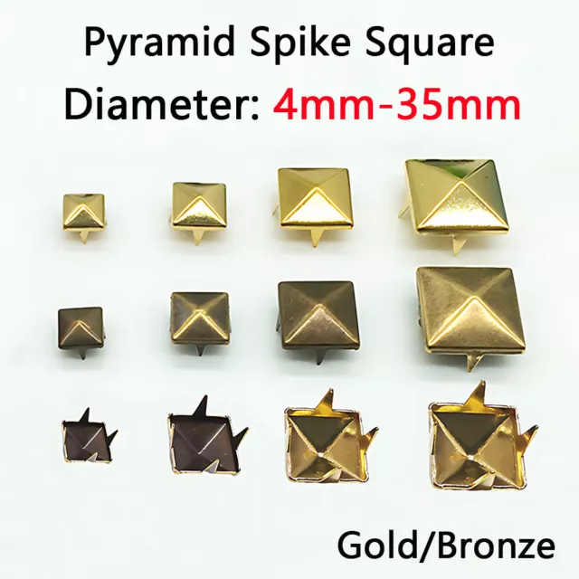 4-35mm Claw Studs Rivets Pyramid Spike Square For Costume Shoes Bags DIY Rivets