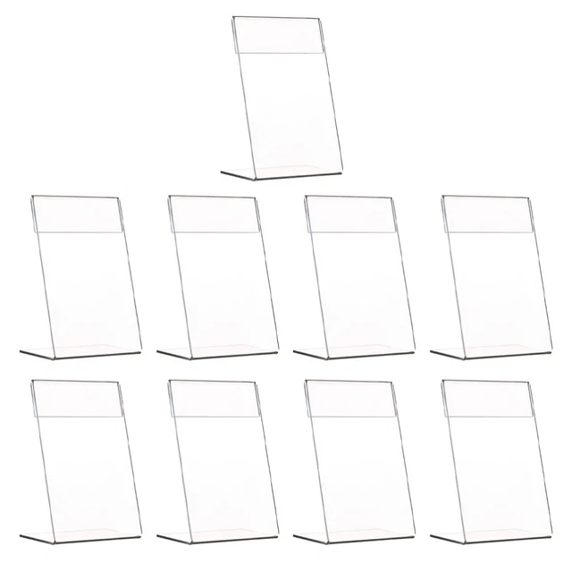 EKOCEV Lot De 12 Porte-étiquettes Acrylique Transparents 9x6 Cm – Forme V, Idéal Supermarché, Bureau, Conférence Et Prix Produits
