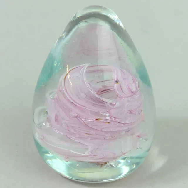 Isle Of Wight Pink & White Swirl Art Glass Paperweight