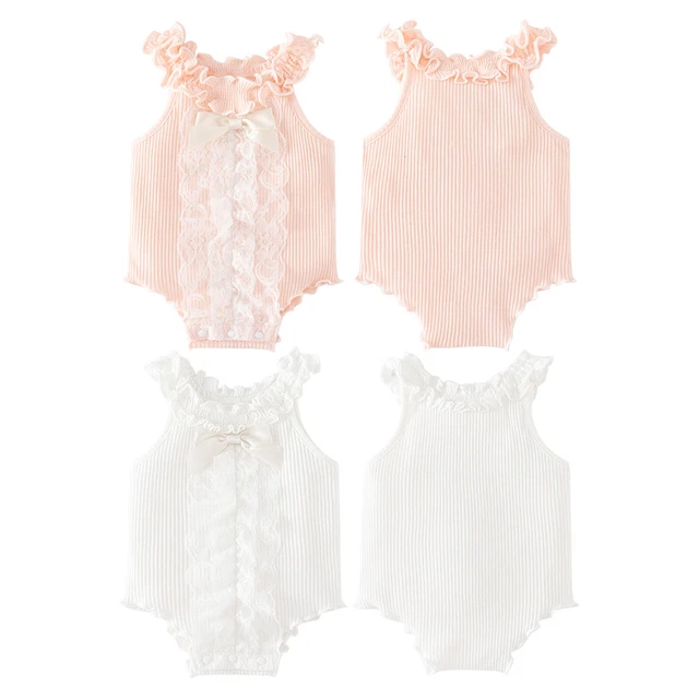 Carino body bambina puro cotone senza maniche pizzo rompicapo