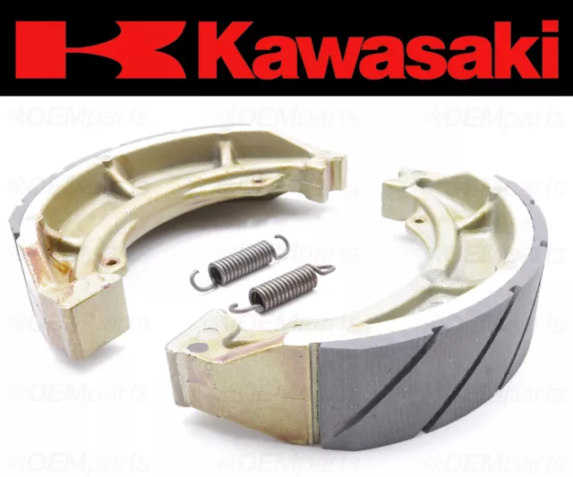 Set of (2) Kawasaki Water Grooved REAR Brake Shoes and Springs #41048-1025