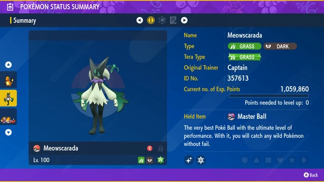 POKEMON SCARLET VIOLET Ultra Shiny 6IV Meowscarada HA - Fast Trade w