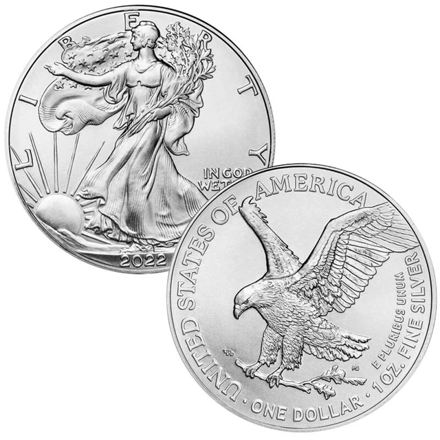 2022 $1 American 1 oz 1 Silver Eagle Coin 999 Fine Silver BU Fast Free Shipping@