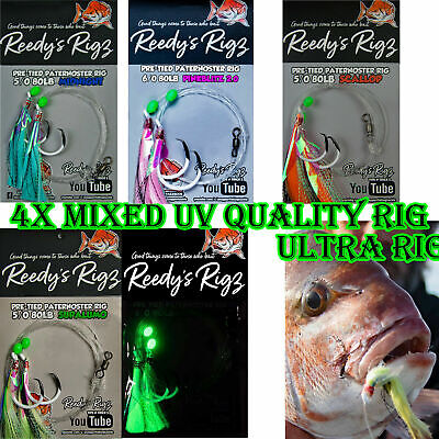 4 Snapper Fishing rigs Flasher Surf Rig Tied On a Paternoster Size ULTRA Bait