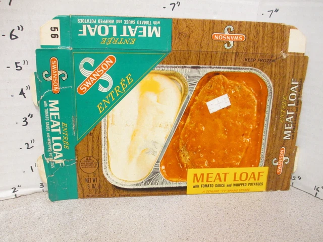 SWANSON TV DINNER entree box MEAT LOAF mashed potato 1972 frozen food