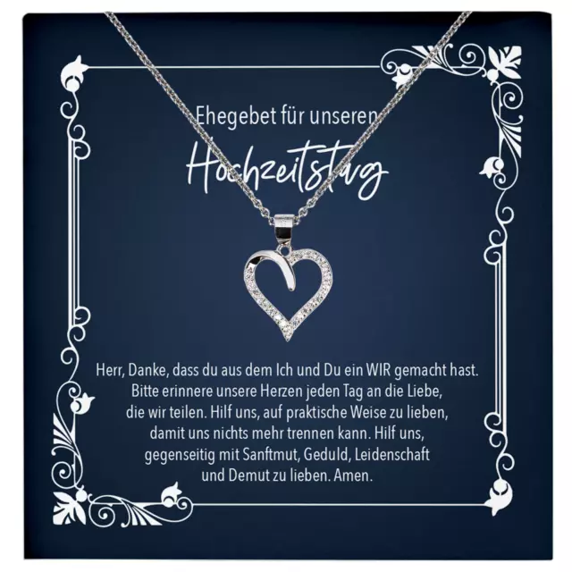 Hochzeitstag Geschenk Ehefrau Romantisch Frau Silberschmuck Karte Herz Halskette