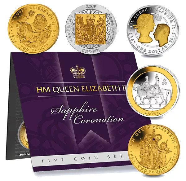 2018 Commonwealth  Gold Plated Set 'Sapphire Coronation' (5 Countries) Free Ship