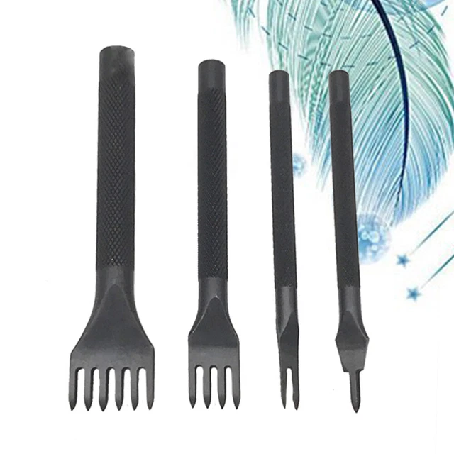 4 Pcs Meißellocher-Set Diamantnahtmeißel Handwerkszeug Aus Leder Werkzeug