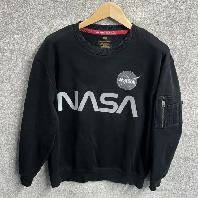 ALPHA INDUSTRIES JUMPER Mens Extra Large NASA Black XL Flight Sweater ...