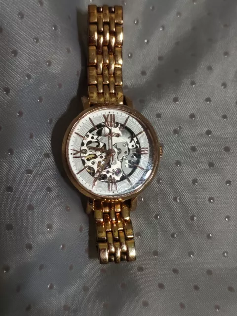 Fossil ME3072 Jacqueline Skeleton Rose Gold-Tone Stainless St Automatic Watch