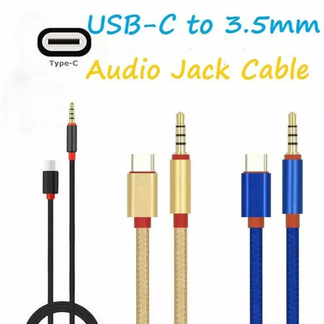 USB-C Type-C to 3.5mm Jack AUX Cable Adaptor Male Audio for Car Stereo Samsung