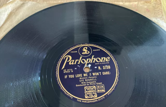 Eve Boswell - If You Love Me / Why? - Parlophone R.3759 78rpm. Rare.
