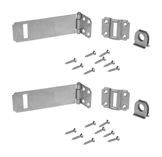 2-Pack Door Locks Zinc Plated 4.5 inch Single-Hinge Locking Safety Hasp Latch