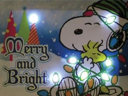 LAST ONE Peanuts Merry & Bright Lighted Wall Art 6 x 8 Inches Snoopy FREESHIP