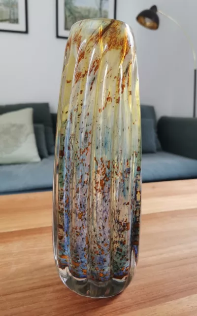 Gral Glas Vase 28cm Argentum Designer Karl Wiedmann 70er hübsch künstlerisch