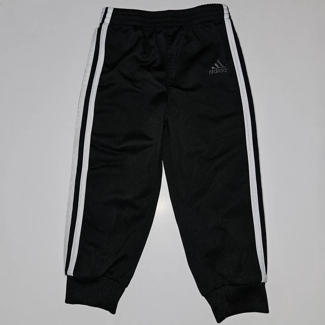 ADIDAS BLACK TRACK Pants Joggers Baby 24 Months Gray Logo 3 White