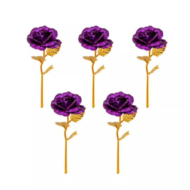 5Pcs Gold Foil Rose Plated Artificial Flowers Valentine Day Gift Wedding Decor 6