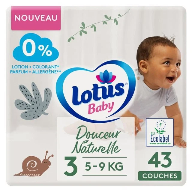 LOT DE 2 - LOTUS BABY - Couches bébé taille 3 ( 5 - 9kg ) douceur naturelle - pa