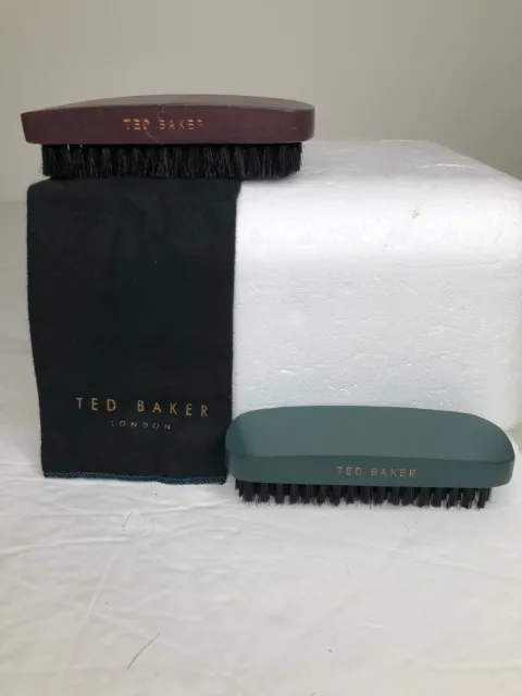 TED BAKER .NEW Shoe Care Kit. TWO BRUSHES + CLOTH.NEW OPEN BOX. 3