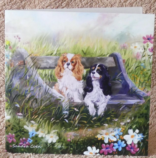 Cavalier King Charles Spaniel Dog Greeting Card 06 Sandra Coen Artist