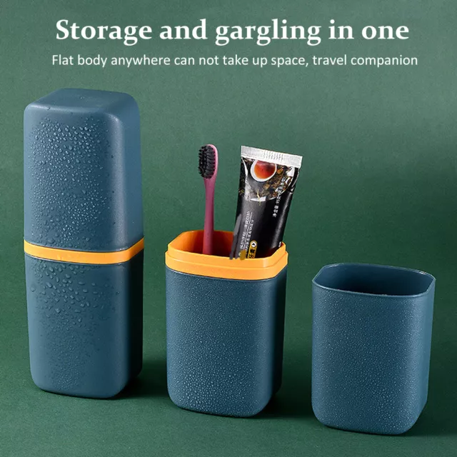 2pcs Storage Holder Solid Home Mouthwash Cup For Camping Travel Toothbrush Case