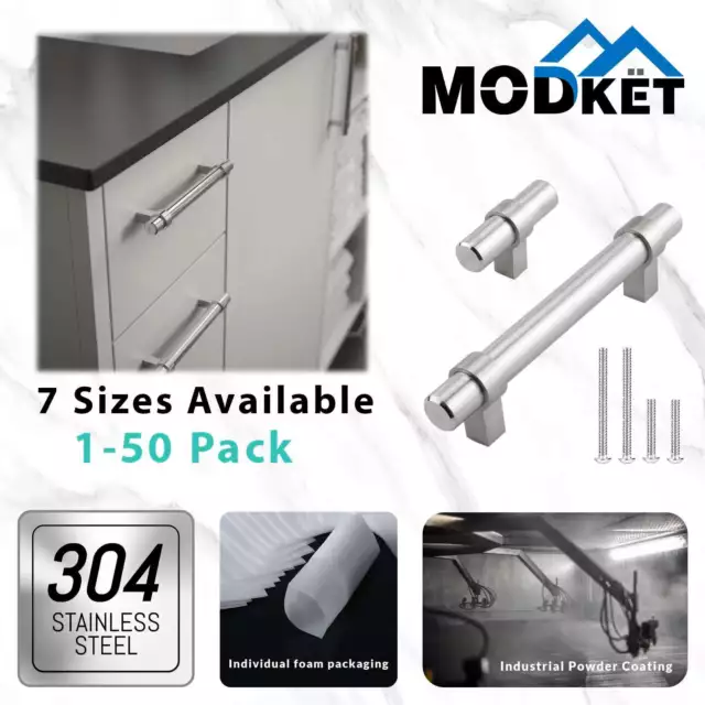 Brushed Nickel Modern Cabinet Handles Pulls Knobs Kitchen Hardware Stainless