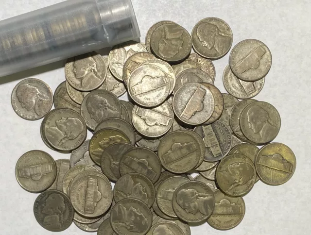 U.S. Silver War Nickels - Full 40 Coin Roll - Circulated Coins