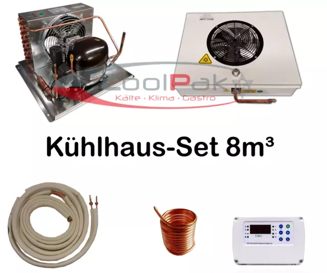 NEU Kühlhaus- Set für 8,00m³ - Verdampfer, Verflüssigungssatz, Kühlstellenregler