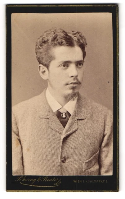 Fotografie Pokorny & Reuter, Wien, Kohlmarkt 1, junger Mann mit Mittelscheitel