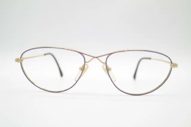 Vintage Opti Lunettes 3818 Gold Violett Rot oval Brille Brillengestell NOS