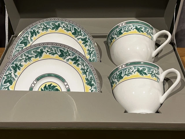 Coffret Christofle 2 Tasses à Café/thé - Modèle Alliance Vert Floral, Rare, Neuf