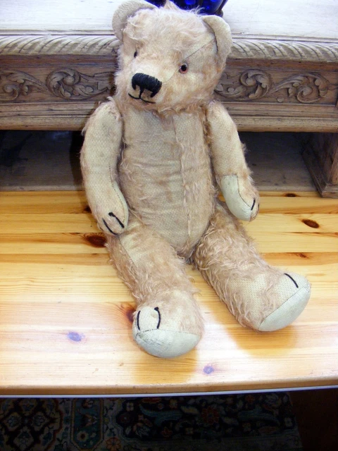 Peluche Ours Articulé Vintage – Années 1930 – Taille 32 Cm – Beige