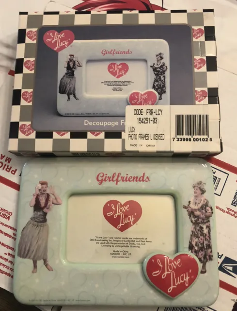 I Love Lucy Girlfriends Decoupage Desk Frame w/Lucy & Ethel Hulu 8.5 x 6.5 New