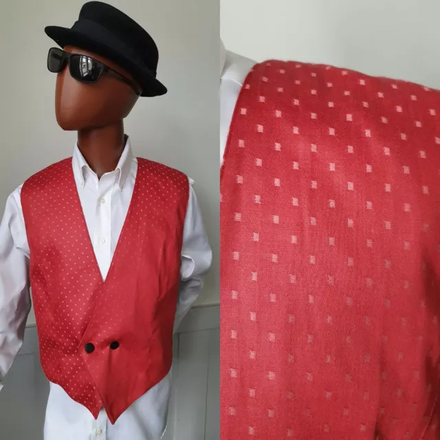 Cappotto vita vintage doppio seno rosso taglia 40" misto lana anni '80 VE75