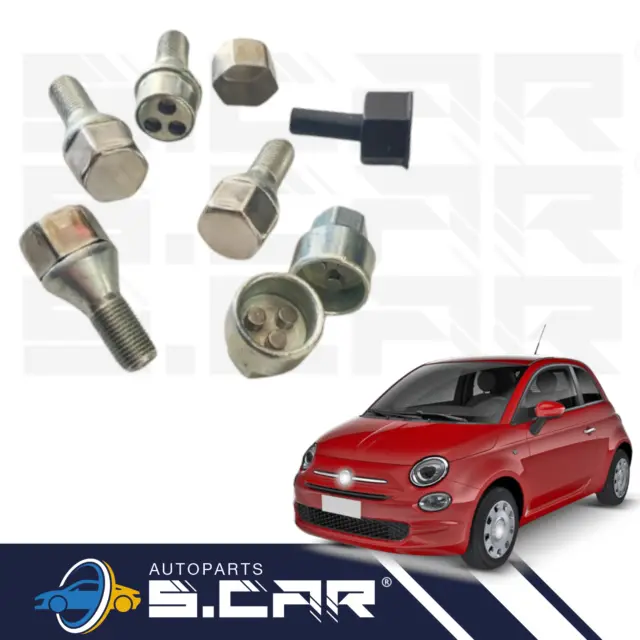 FARAD Kit 4 Bulloni Antifurto Per FIAT 500 da 2007 Per Cerchi in Lega e Ferro A1