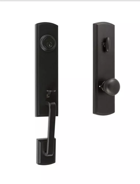 Delaney Italian Collection Briona Single Cylinder Black Door Handleset - USED!