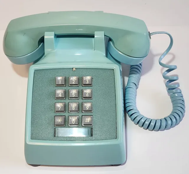VINTAGE Turquoise MIAMI Blue Western Electric 2500DMG TouchTone Desk TELEPHONE