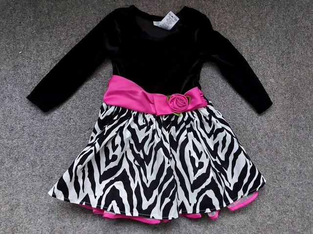 Stunning Party/Occasion Dress, Black Velour/Sash/Print Skirt   3 Years  98 Cm