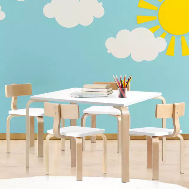 Keezi 5PCS Kids Table and Chairs Set Activity Toy Play Desk